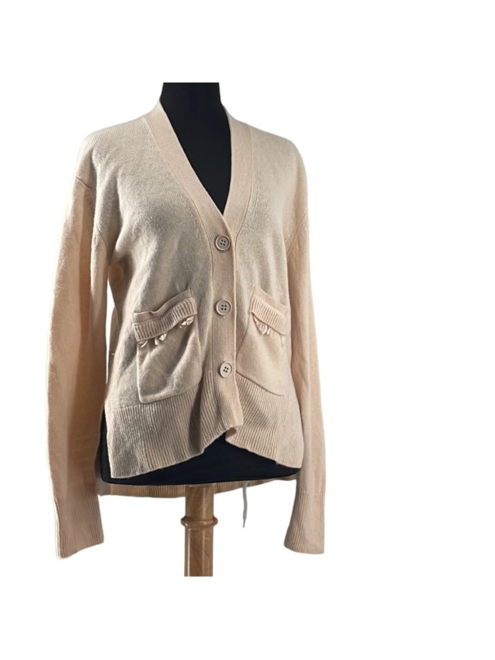 Marc Cain cashmere wool blend cardigan sweater rose powder luxury career sz 6